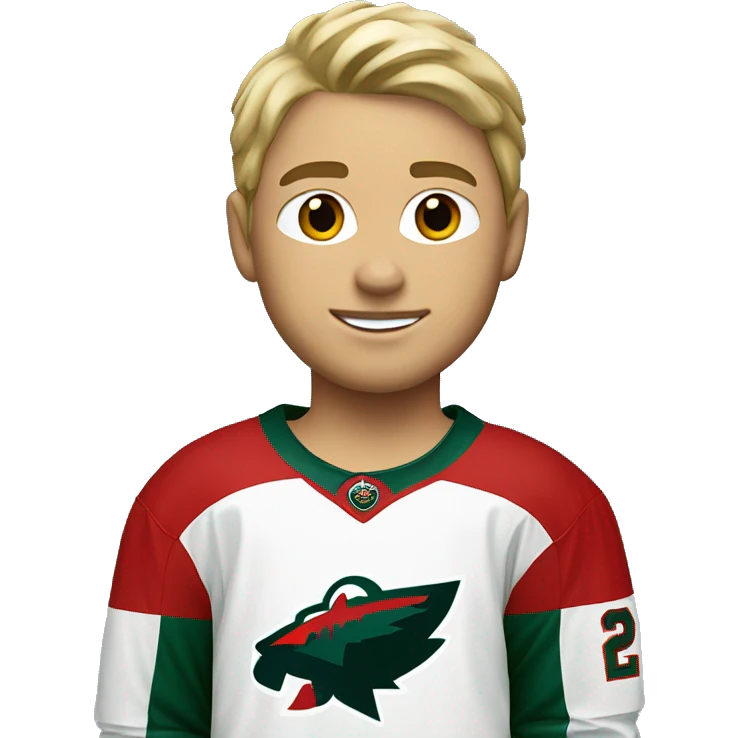 Minnesota wild hockey player boy with jersey with short blonde hair  emoji