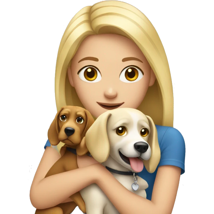 Blonde girl with a dog emoji