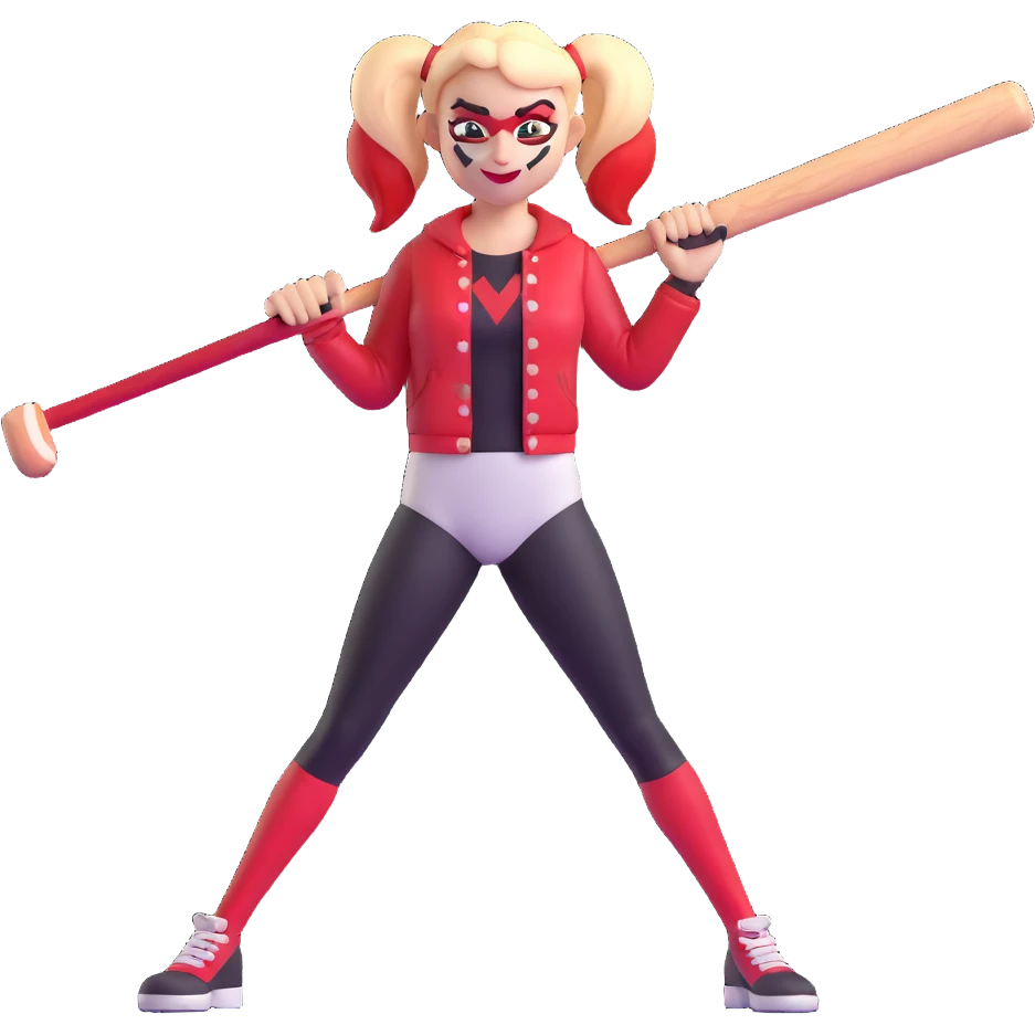 Harley Quinn holding a baseball bat emoji