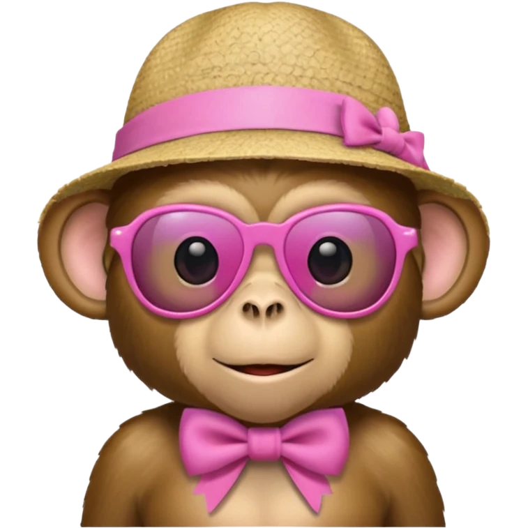 Monkey with pink bow at the beach  emoji