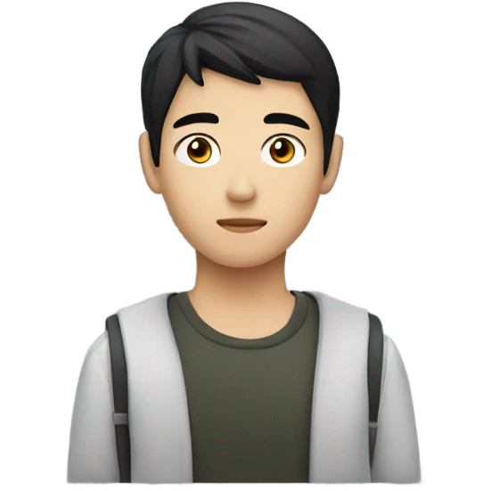 programmer, student, asian, black hair, black eyes, male emoji