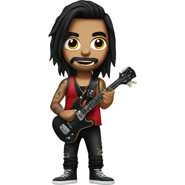 Tattoed Rockstar with Black hair emoji