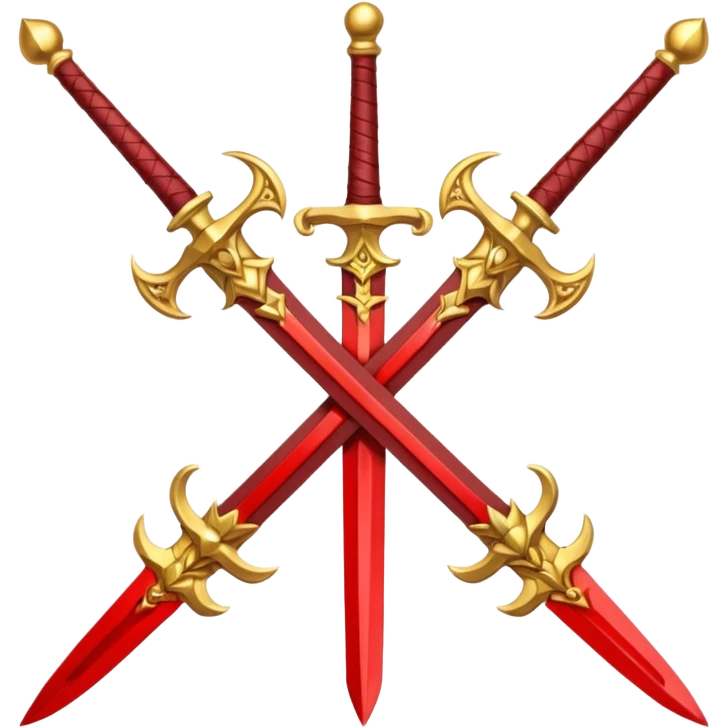 Golden fiery royal two crossed swrods with red gem and golden blade and golden handle emoji