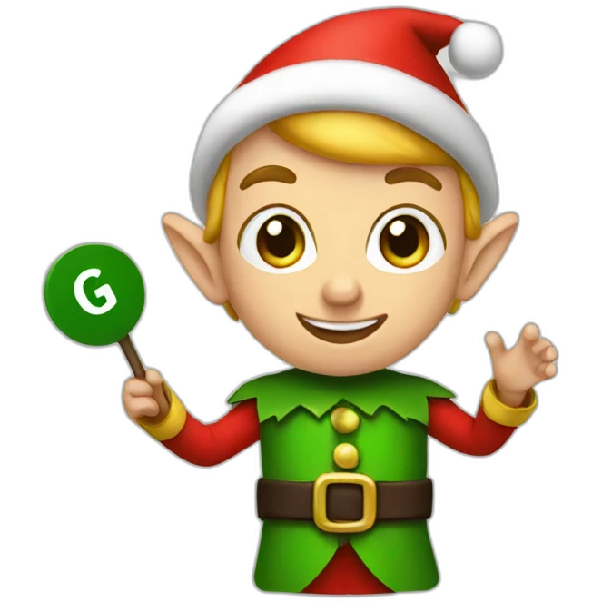 elf holding a gg sign emoji