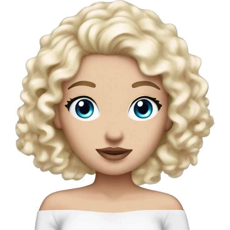 White girl- ocean blue eyes closed- beauty face mask massage full care- blonde curly hair pink headband white off shoulder shirt emoji