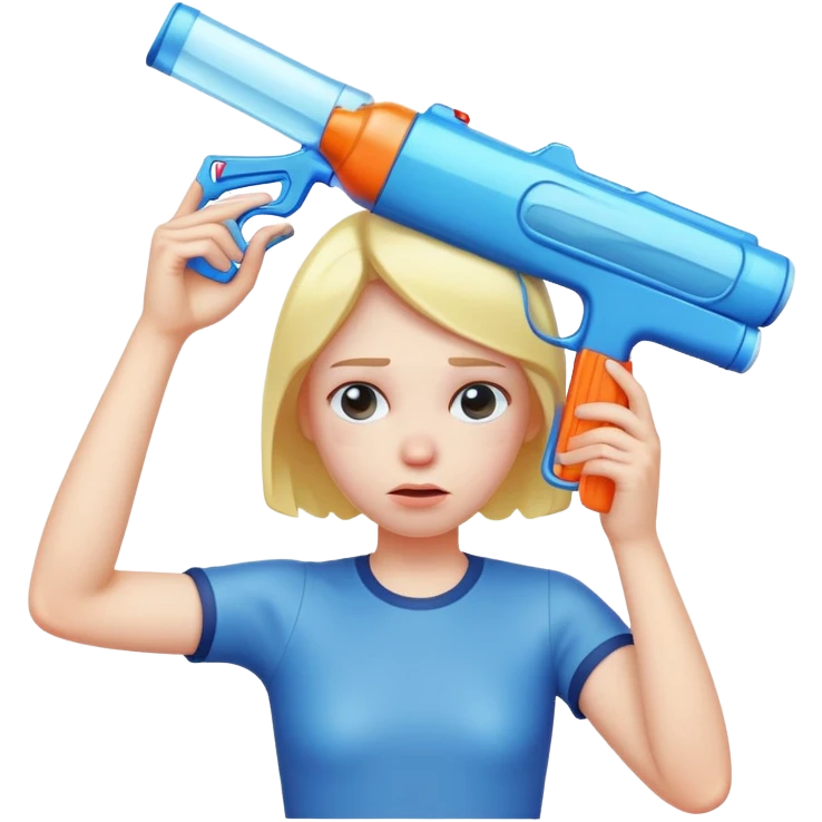 sad face with water gun to head emoji
