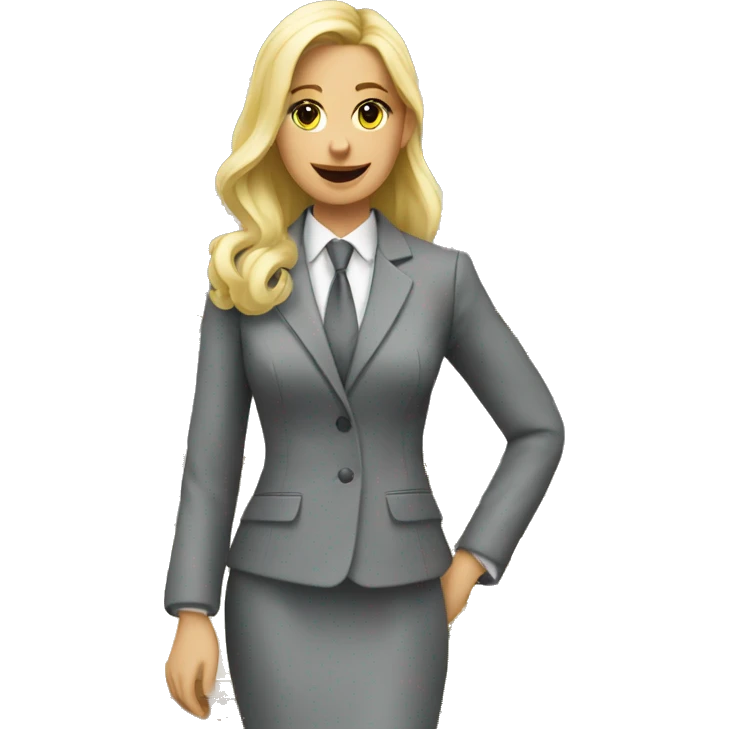 Blonde jewellery seller in a grey suit emoji