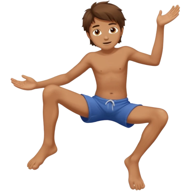 barefooted boy with messy hair spreading his legs  emoji