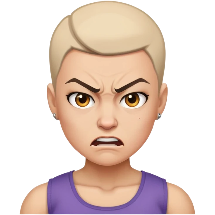 angry feminist fighter with half shaved hair emoji