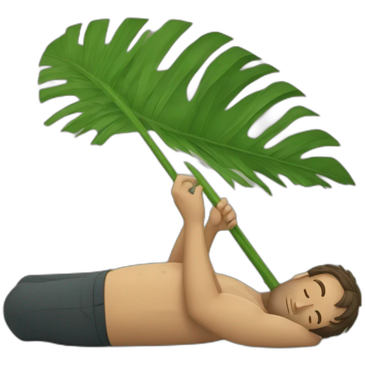 man is laying and someone fanning him with palm leaf emoji