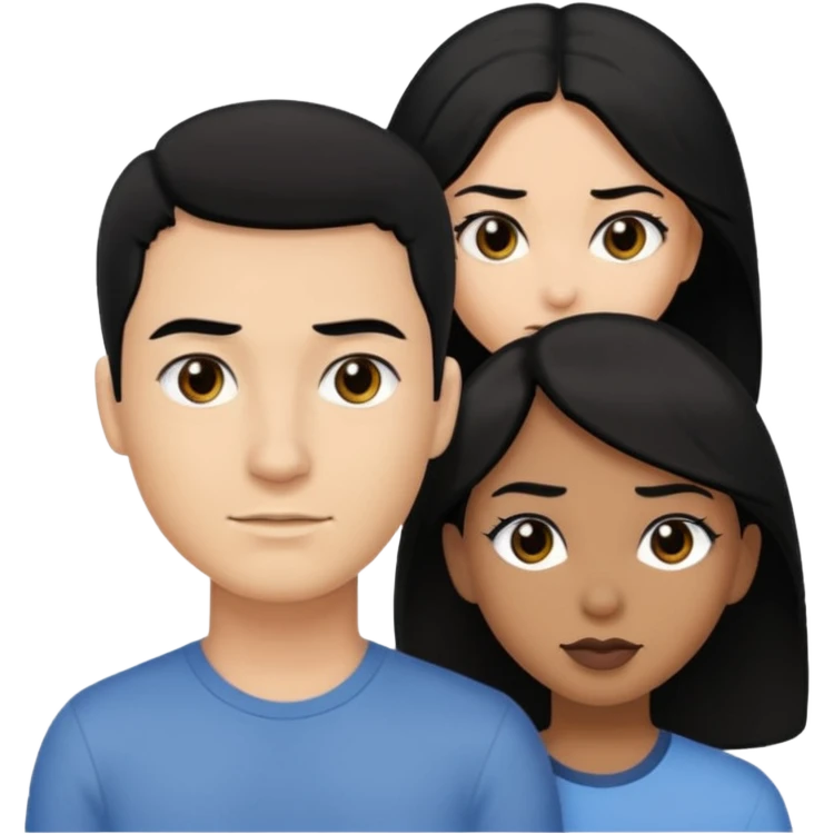 A man with black hair black eyes and a women with black hair black eyes emoji