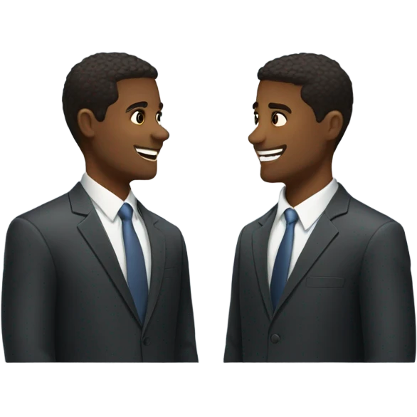 two young businessmen talking emoji