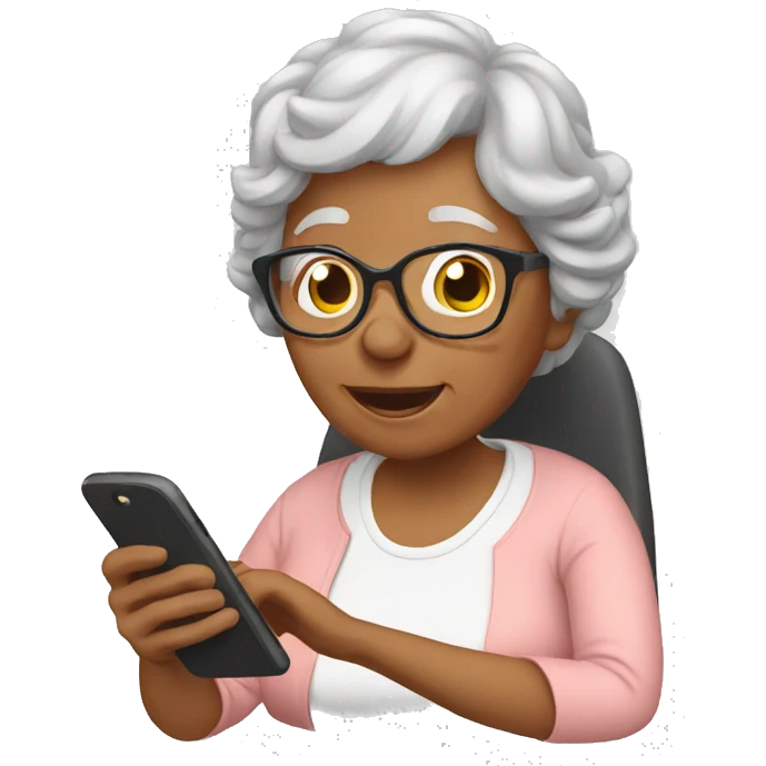 grandma using phone emoji
