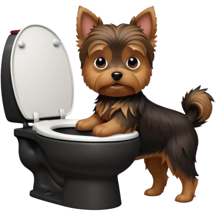 Yorkshire terrier na privada sentado fazer poop 3D emoji