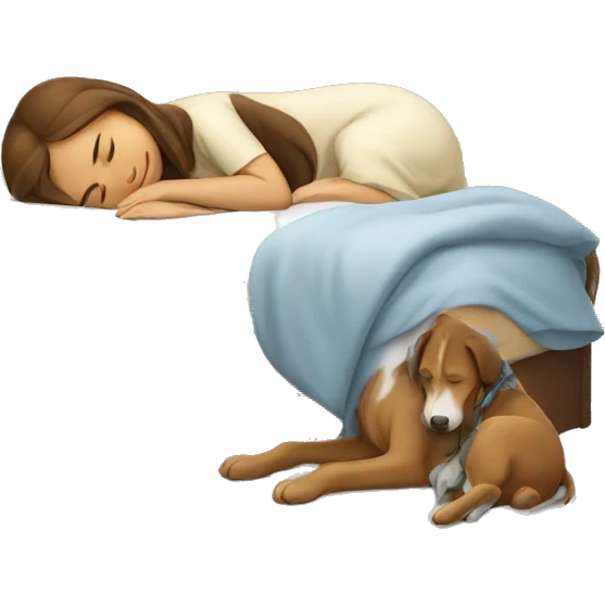 girl sleeping with dog emoji