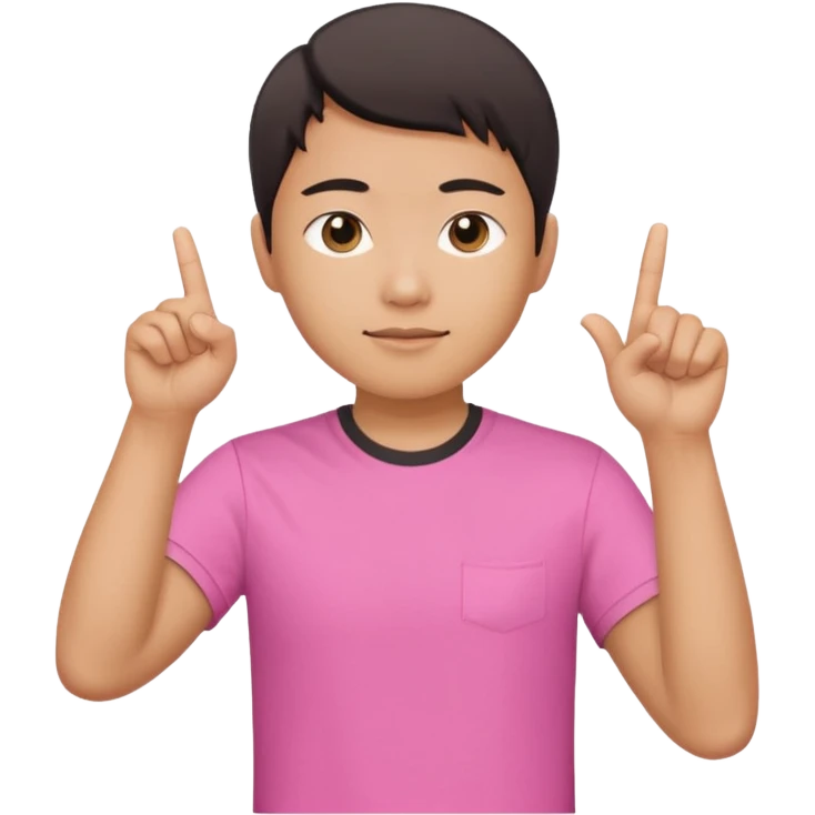 Draw a picture of a person corean pointing to themselves with their other hand raised if pink tshirt  emoji