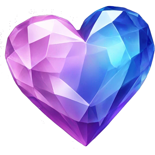 One pink, purple and blue crystal heart  emoji