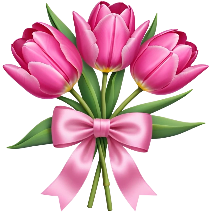 Pink tulips with a bow emoji