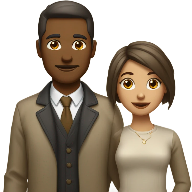 Un homme et une femme au cheveux brun foncé avec leur HUSKY beige doré emoji
