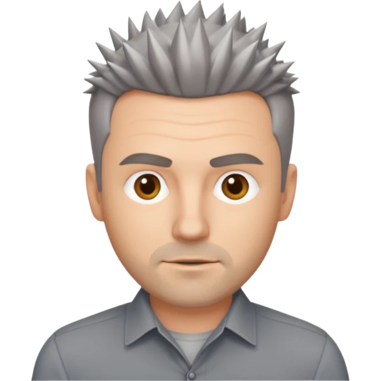 40 yr old white man short spike hair grey dress shirt emoji
