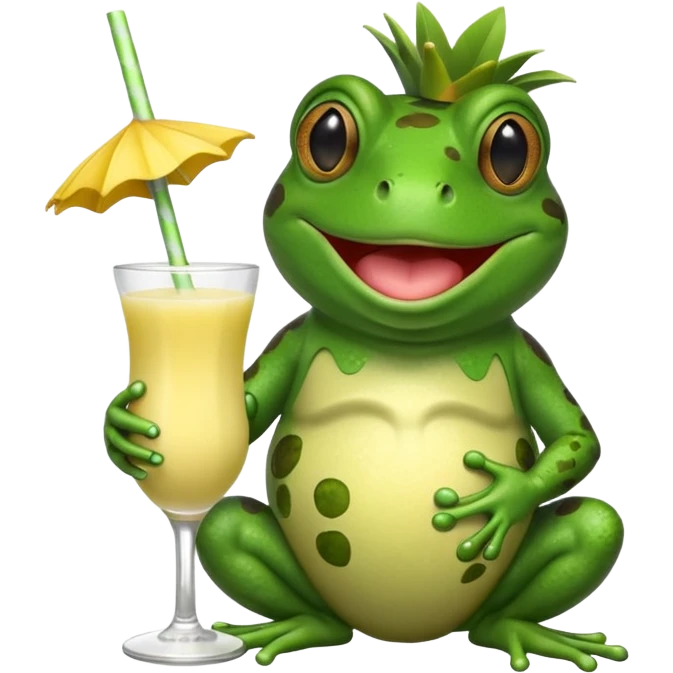 bufo frog green cartoon meme drinking a pina colada emoji
