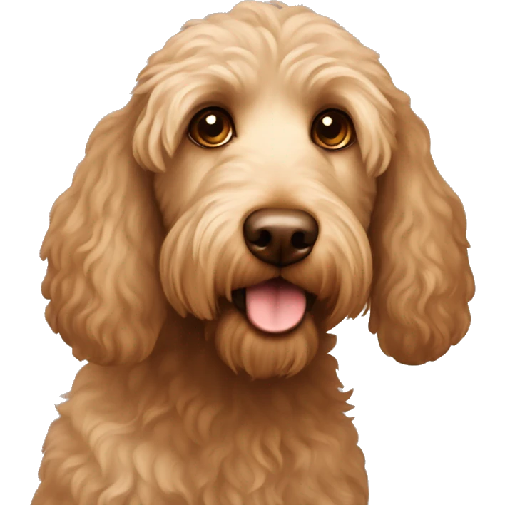 Labradoodle brown apricot with big ears brown eyes emoji