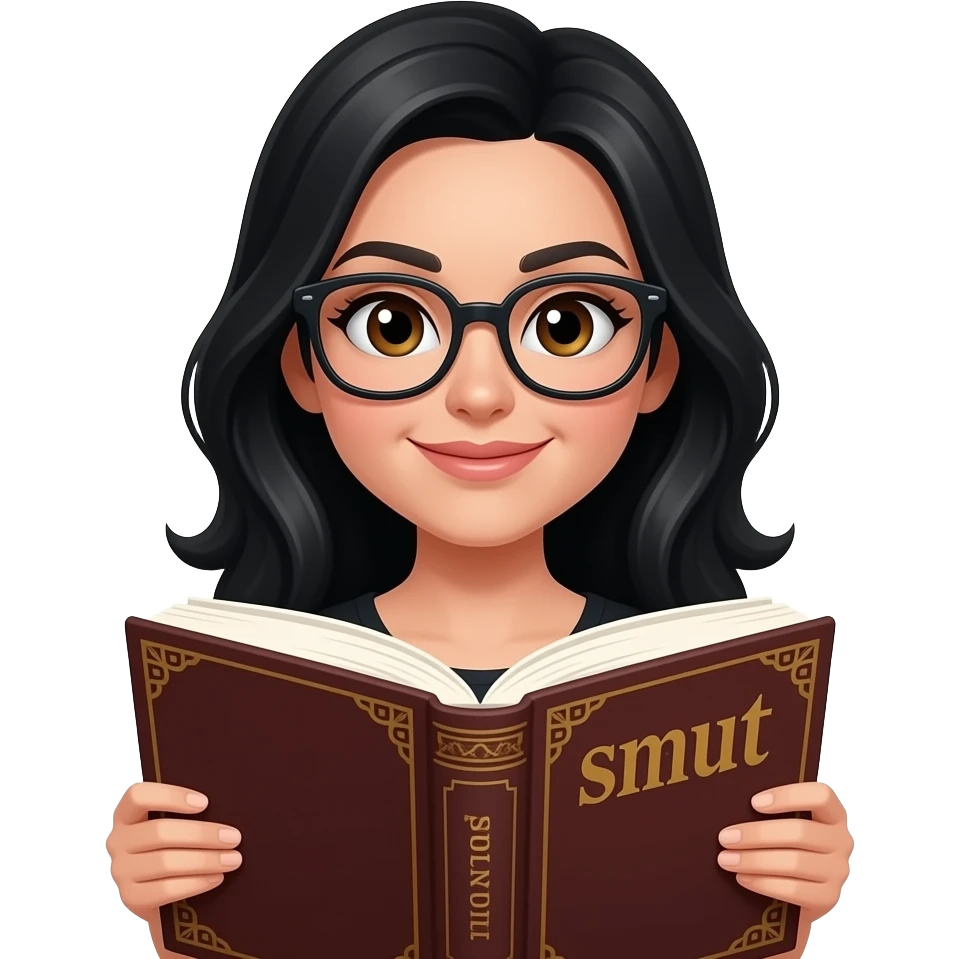 Sexy Smut book female reader With black hair and glasses emoji