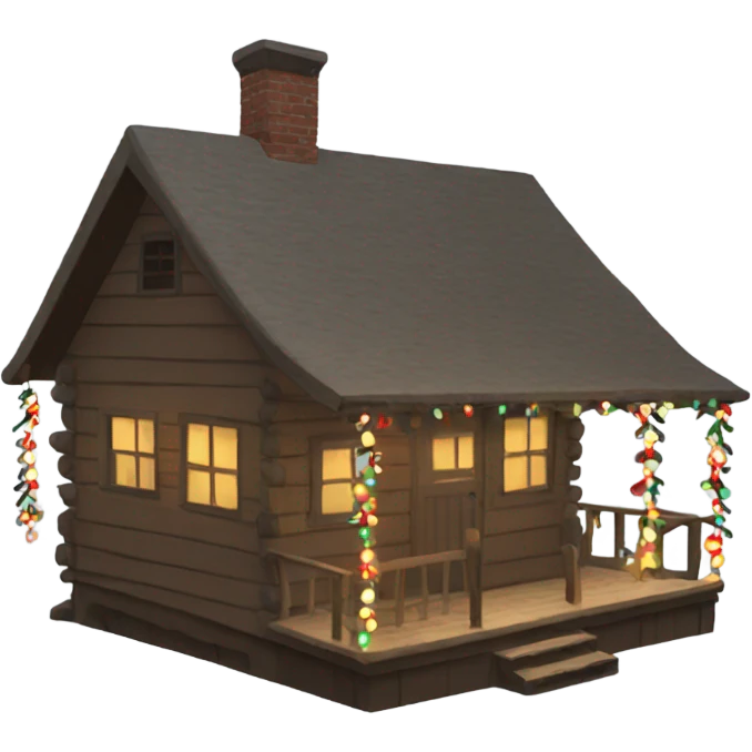 cabin with christmas lights emoji