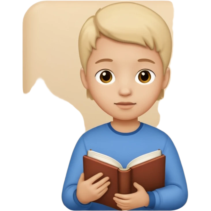 Ders çalışan çocuk elinde kitap oksun emoji