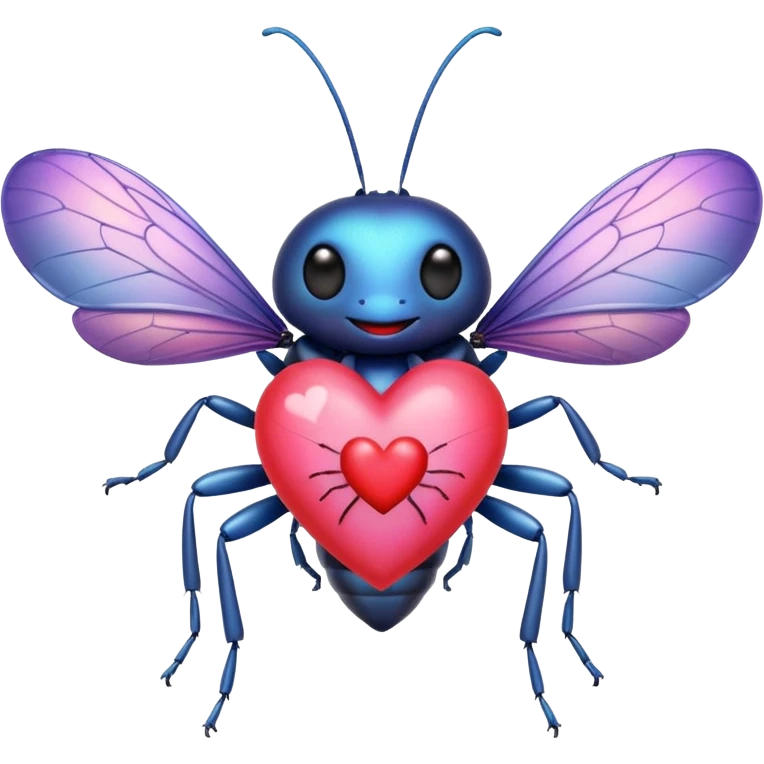 Bug holding a love heart emoji