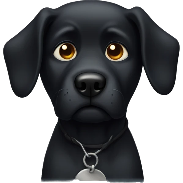 a sad black dog emoji