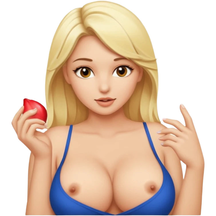 Sexy naked blonde woman with big boobs fingering pussy emoji