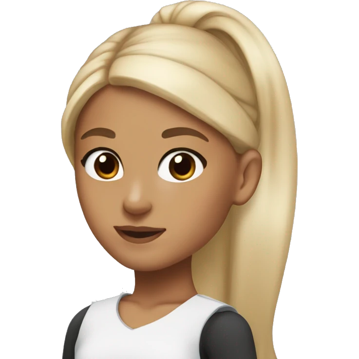 Girl with brown eyes and blonde ponytail like Ariana Grande emoji