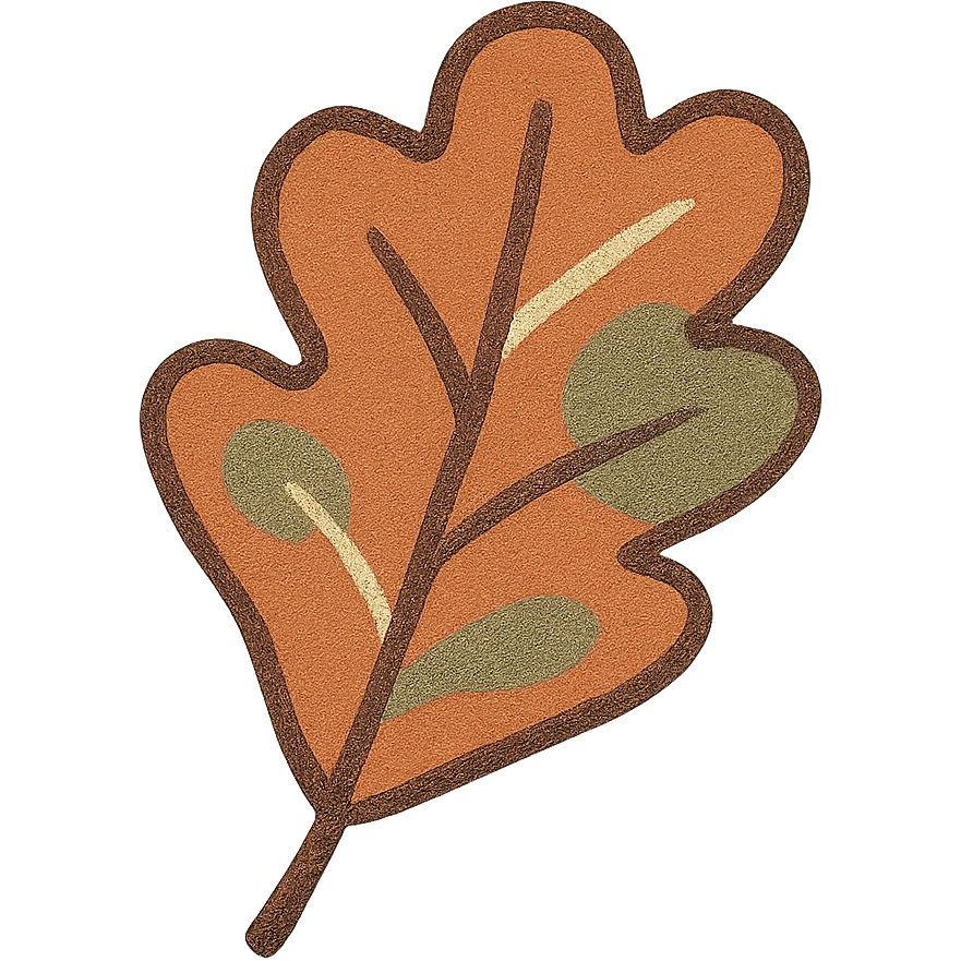 oak leaf icon, flat warm colors style emoji