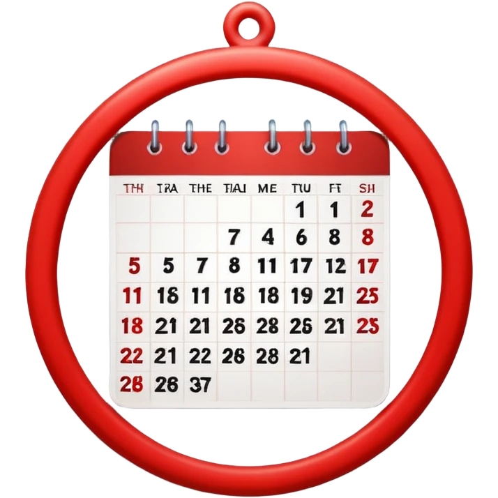 Wall calendar with red circled date emoji