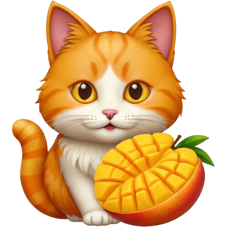 a cat eating mango emoji