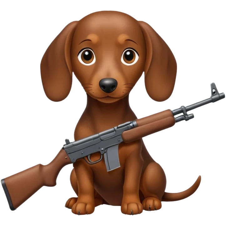 Dachshund dog Holding M16 emoji