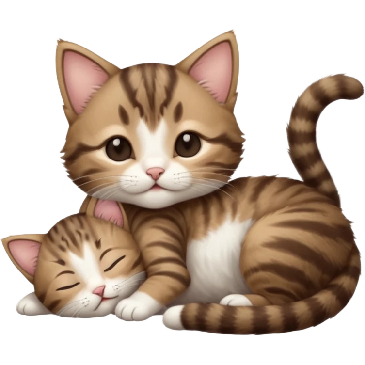 dark brown tabby and white kitten eyes closed whilst in funny positions stretched out and  upside down emoji