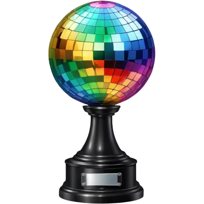 Black Trophy with a mirror ball on top emoji