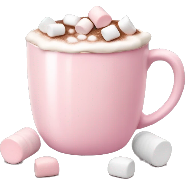 Light Pink mug of hot chocolate with marshmallows  emoji