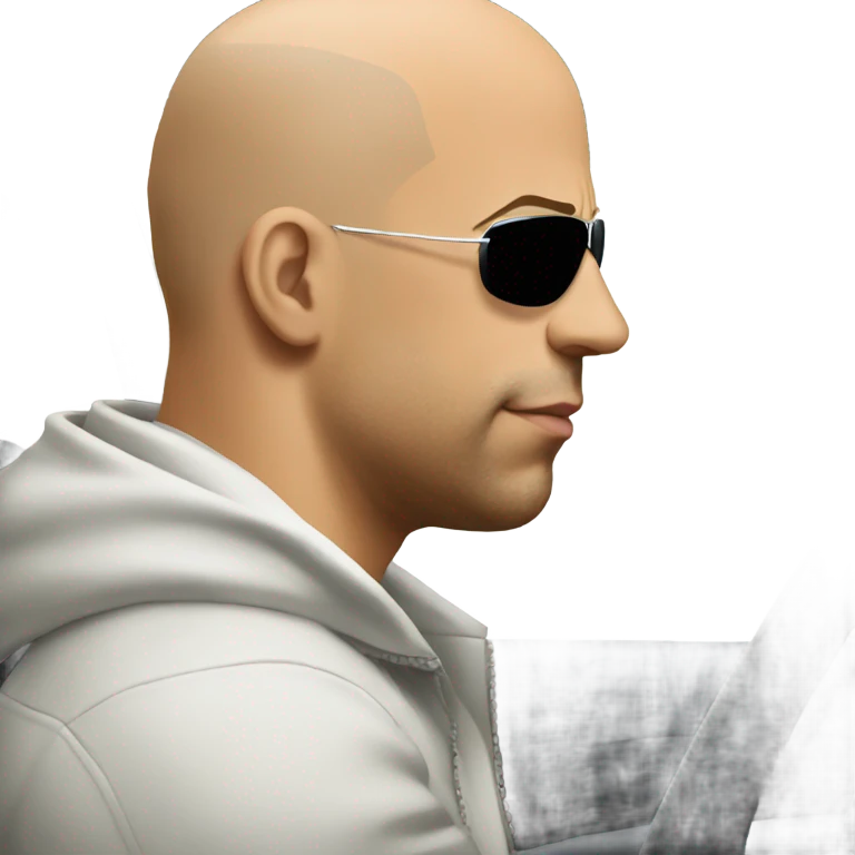 Vin Diesel in profile driving a car emoji
