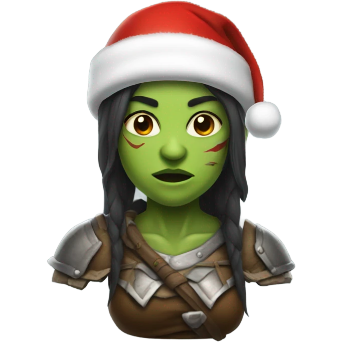 orc female warrior with santa hat emoji