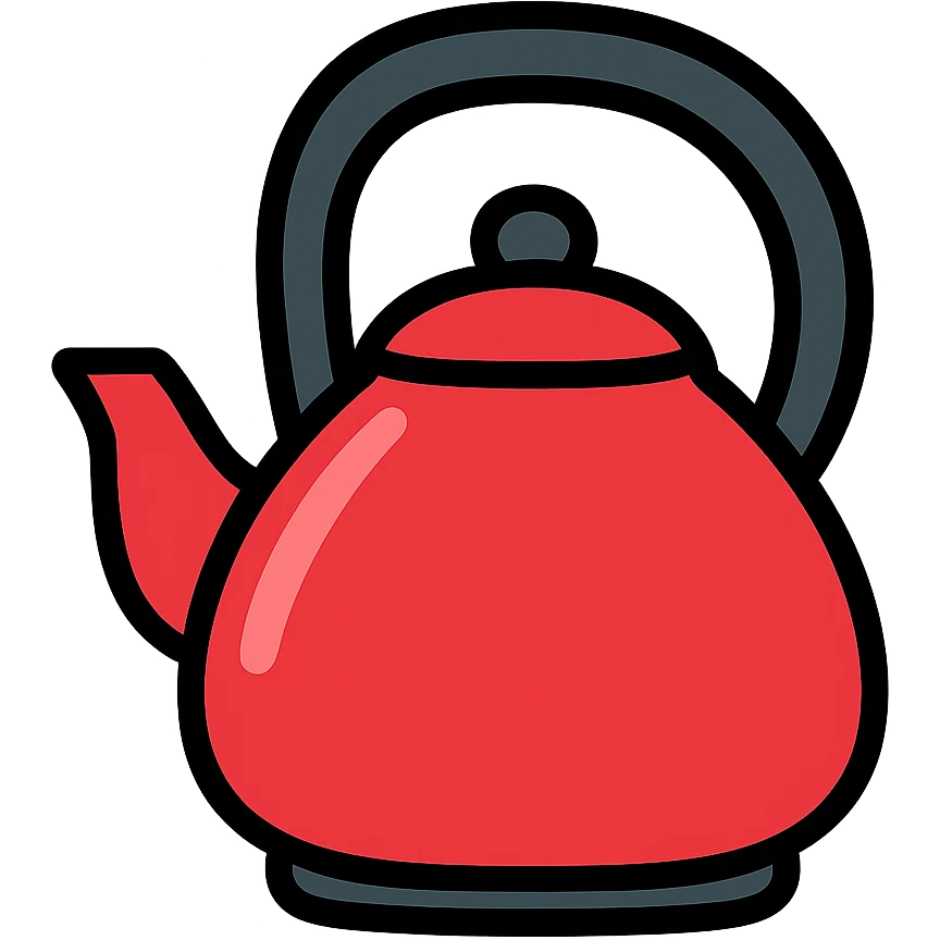 red teapot with black handle in frutiger aero style emoji