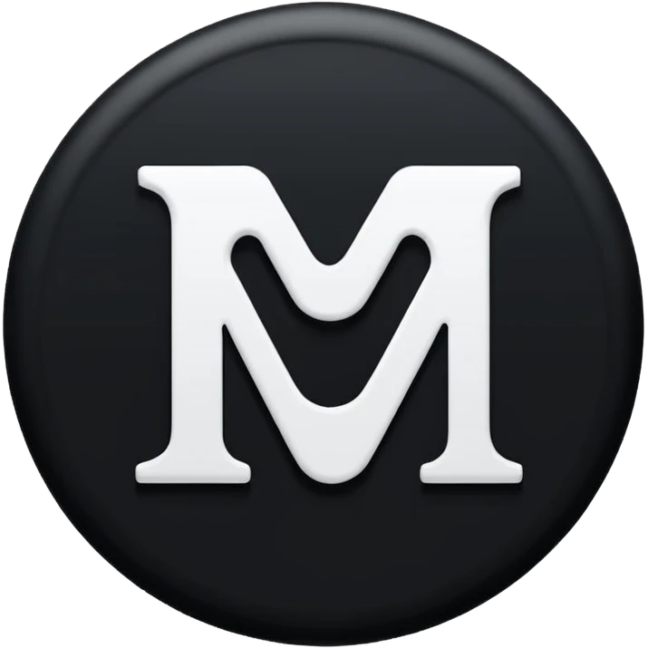 Black Circle with MB written on it emoji