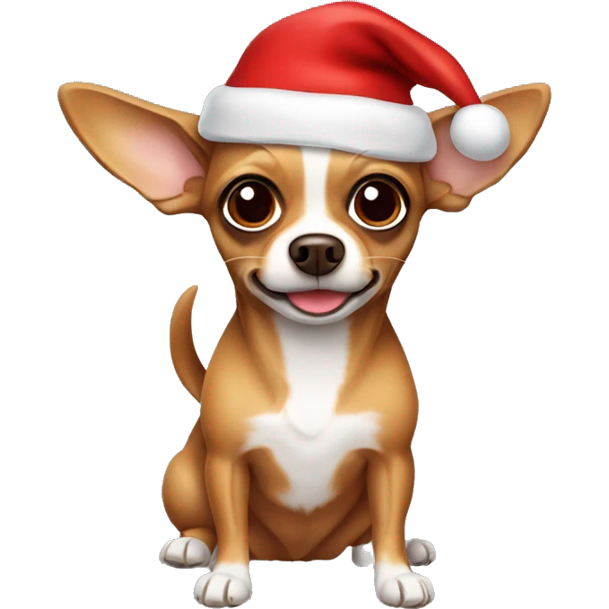 Brown Chihuahua with Christmas hat  emoji