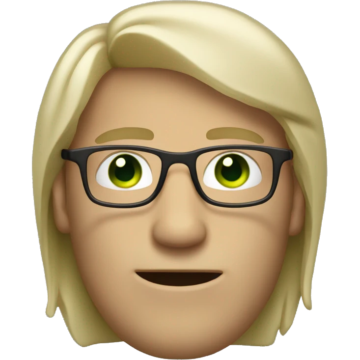 Dirty blond hair man with clear glasses and green eyes emoji