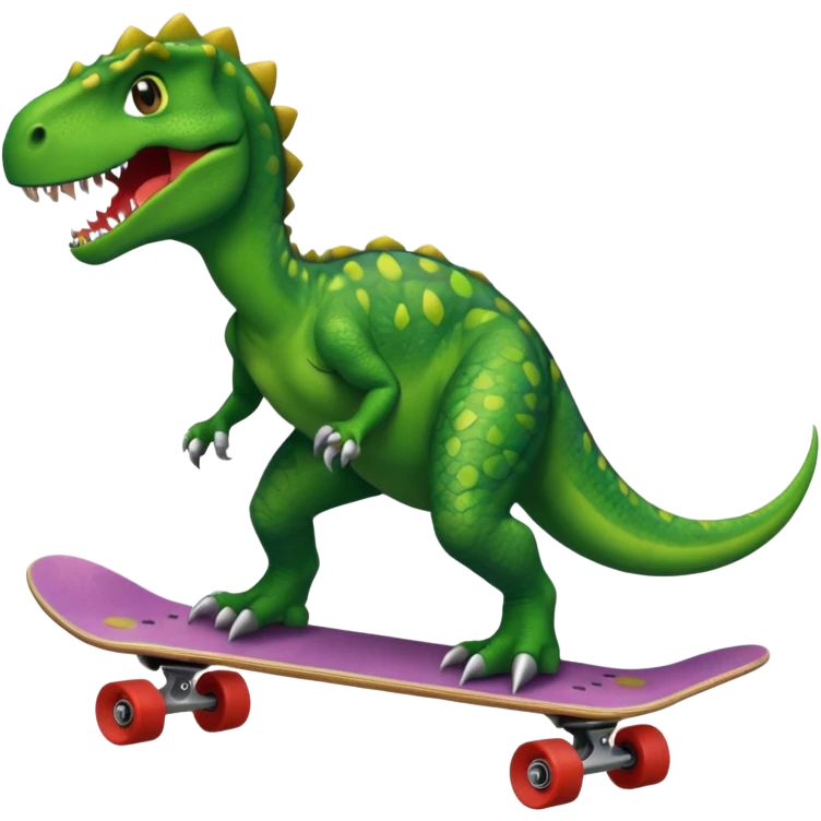 Dinosaur on a skateboard emoji