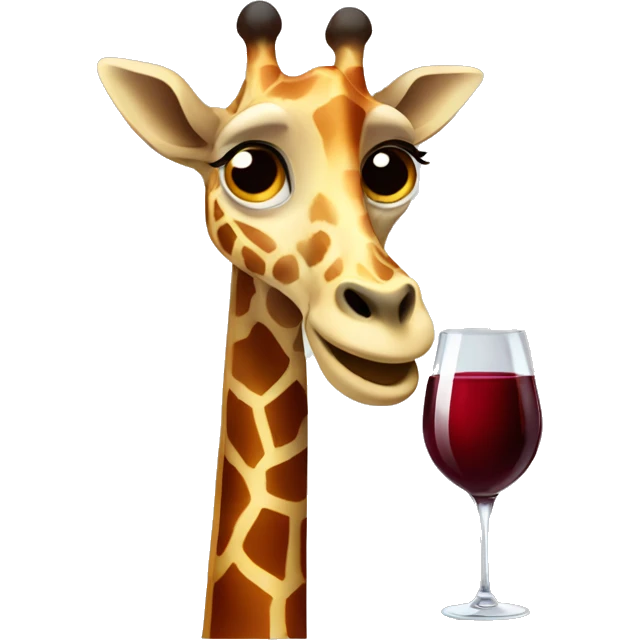 French giraffe holding red wineglass emoji