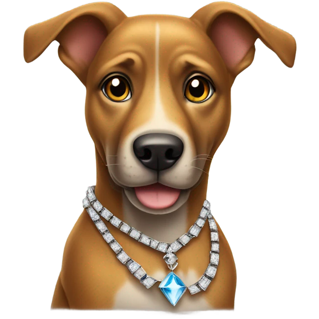 African American dog with a diamond chain and a cool attitude emoji