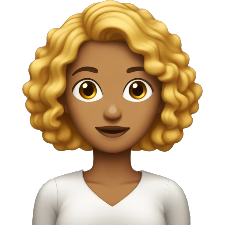 mulher cabelo caramelo cacheado emoji